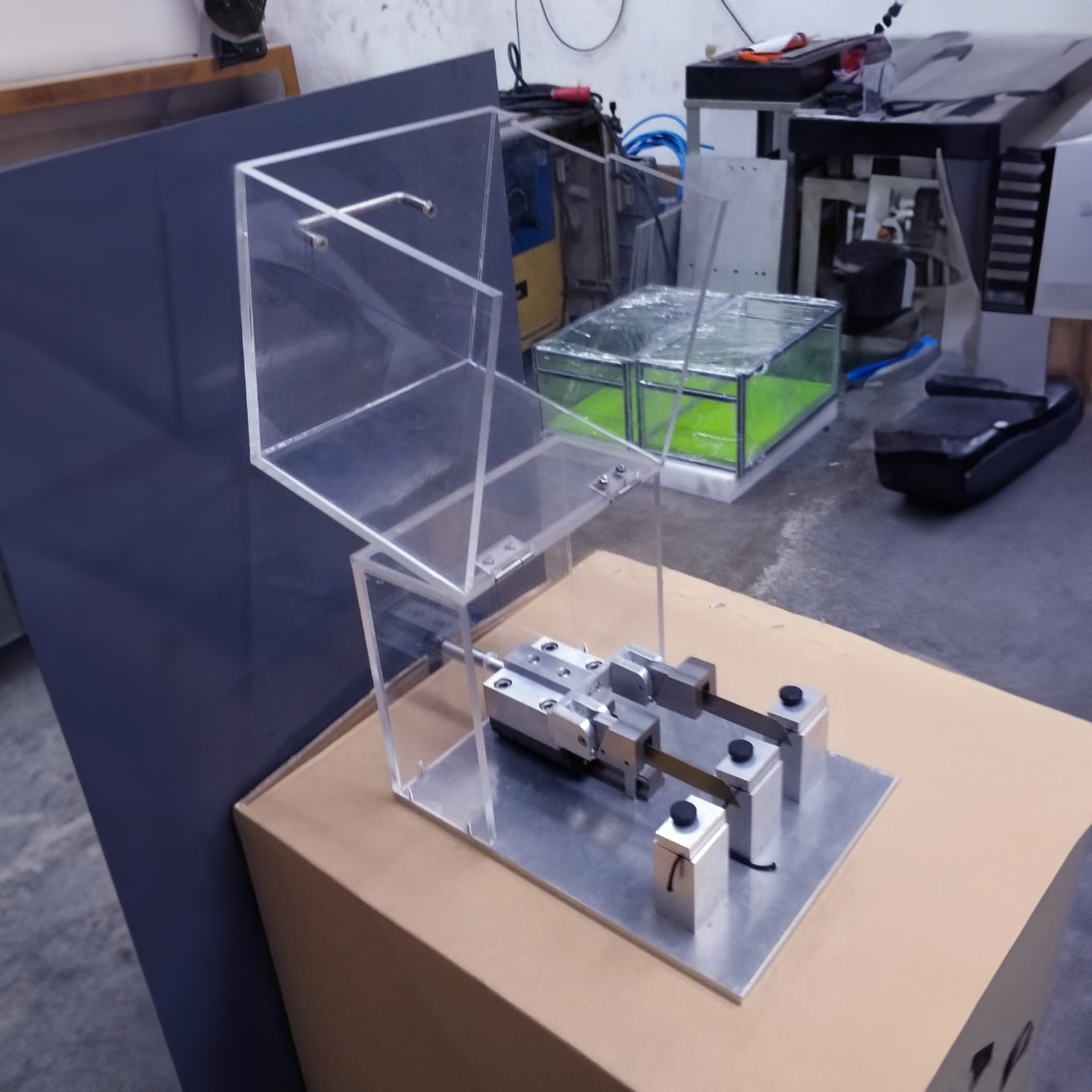 Clear acrylic box with a closed lid